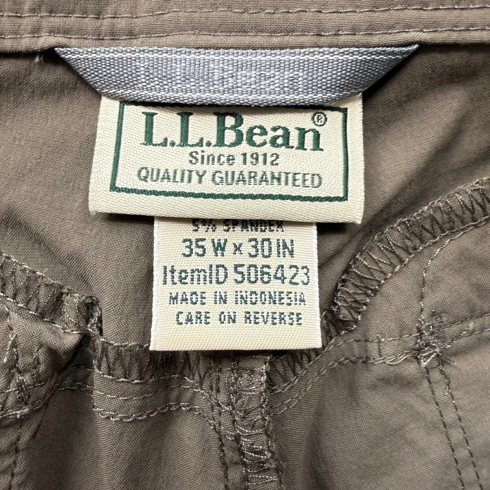 LL Bean Vista Camp Convertible Zip Off Hiking Pants Mens 35x30 Brown 506423